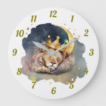 Cute  king Lion Sleeping On The Moon              