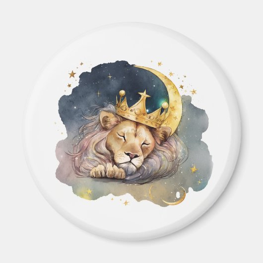 Cute  king Lion Sleeping On The Moon               Magneet (Voorkant)