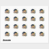 Cute  king Lion Sleeping On The Moon               Ronde Sticker (Vel)