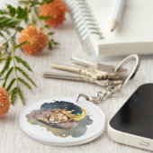 Cute king Lion Sleeping On The Moon Sleutelhanger (Voorkant Rechts)