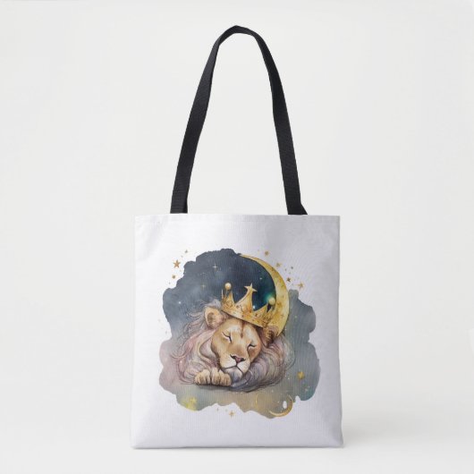 Cute  king Lion Sleeping On The Moon               Tote Bag (Voorkant)