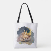 Cute  king Lion Sleeping On The Moon               Tote Bag (Achterkant)
