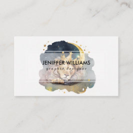 Cute  king Lion Sleeping On The Moon               Visitekaartje