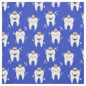 Cute King & Queen Tooth Pattern Blue Stof (Swatch)