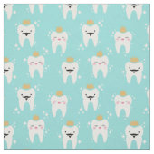 Cute King & Queen Tooth Pattern Turquoise Stof (Swatch)