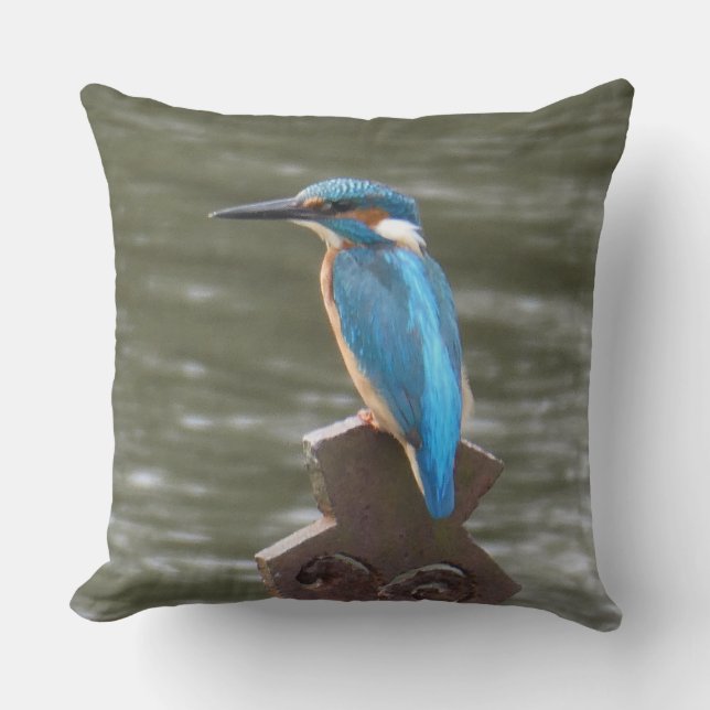 Cute Kingfisher Throw Pillow Kussen (Voorkant)