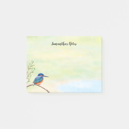 Cute Kingfisher Waterverf Blue Oranje Bird Post-it® Notes (Voorkant)