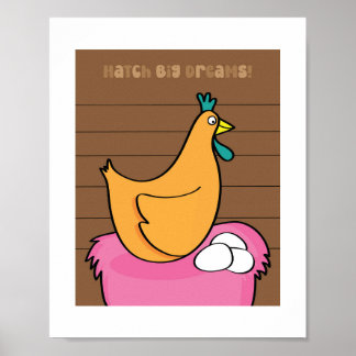 Cute Kip Illustratie | Kunst voor Kinderen over Bo Poster
