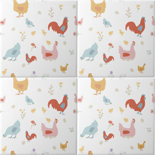 Cute Kippen Hennen en Baby Kuikens Keuken Tegeltje