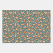 Cute Kippen Vogel Patroon Inpakpapier Vel (Voorkant 3)