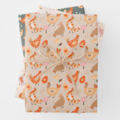 Cute Kippen Vogel Patroon Inpakpapier Vel (In situ)