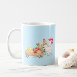 Cute Kippenfamilie Blauwe Mok