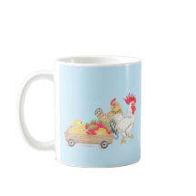 Cute Kippenfamilie Blauwe Mok