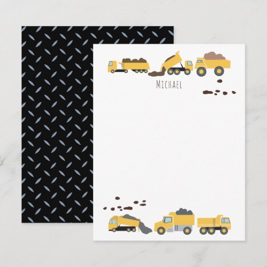 Cute Kiptrucks Bouwtrucks Kinderen Notitiekaartje (Voorkant / Achterkant)