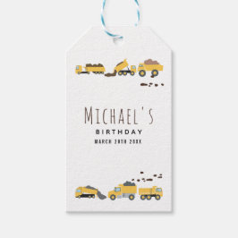Cute Kiptrucks Bouwtrucks Verjaardag Cadeaulabel