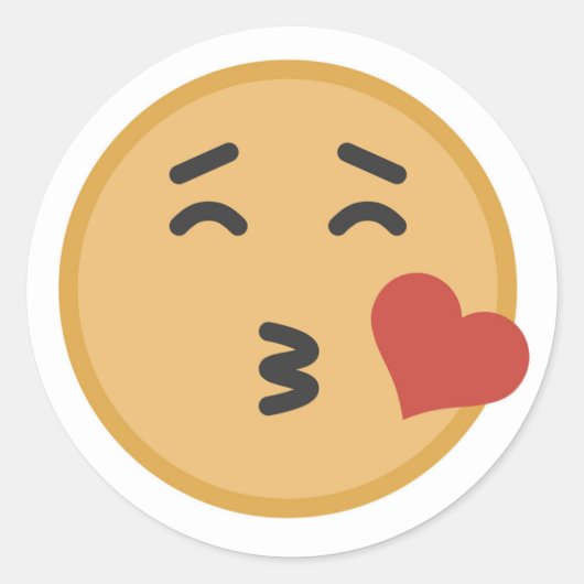 Cute Kiss Emoji Face Cartoon Ronde Sticker (Voorkant)