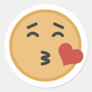 Cute Kiss Emoji Face Cartoon Ronde Sticker