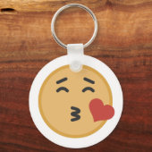 Cute Kiss Emoji Face Cartoon Sleutelhanger (Voorkant)