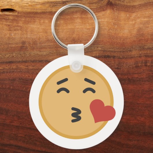 Cute Kiss Emoji Face Cartoon Sleutelhanger (Voorkant)