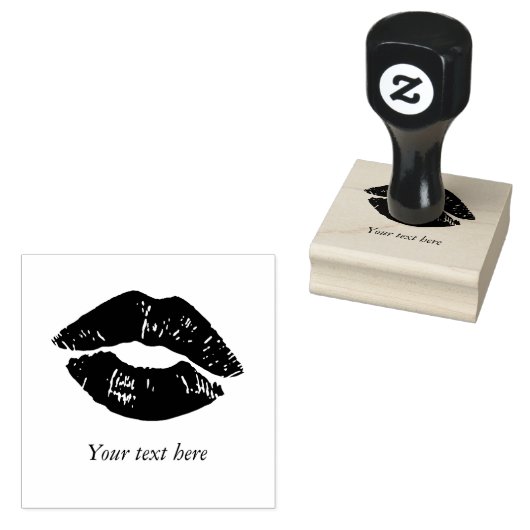 Cute Kiss Lipstick Afdrukken Voeg Jouw tekst toe Rubberstempel (Gestempeld)
