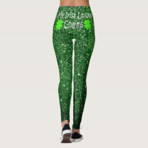 Cute Kiss My Lucky Charms Irish green glitter