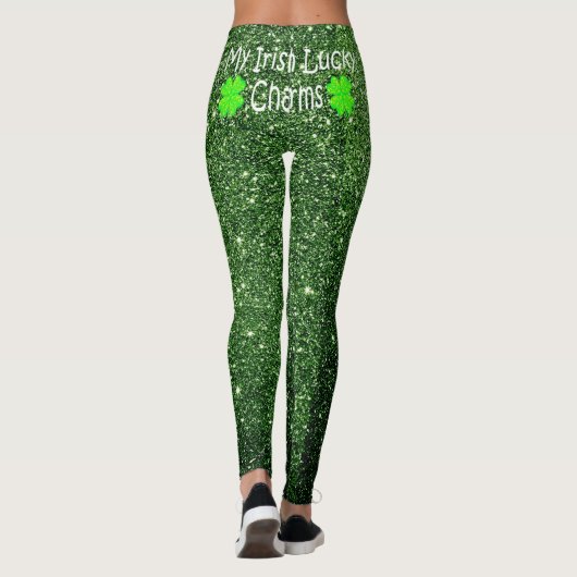 Cute Kiss My Lucky Charms Irish green glitter Leggings (Achterkant)