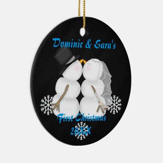 Cute Kissans Snowman Eerste Kerstversiering Keramisch Ornament (Rechts)