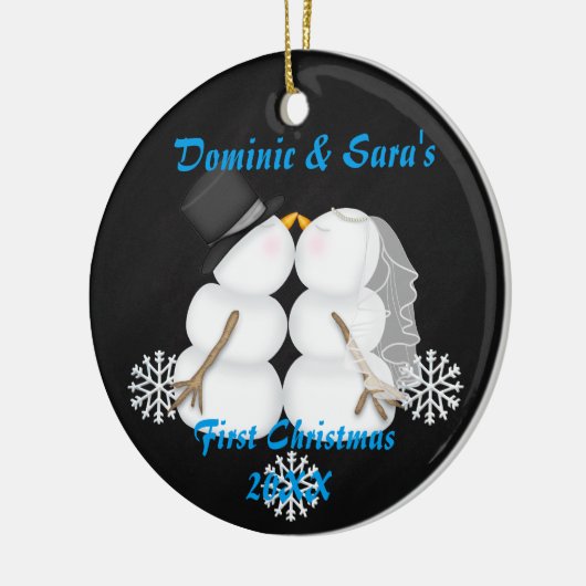 Cute Kissans Snowman Eerste Kerstversiering Keramisch Ornament (Links)