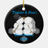 Cute Kissans Snowman Eerste Kerstversiering Keramisch Ornament (Achterkant)
