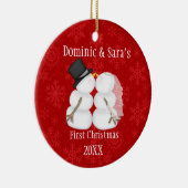 Cute Kissans Snowman Eerste Kerstversiering Keramisch Ornament (Rechts)