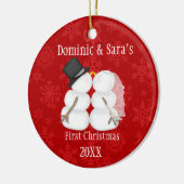 Cute Kissans Snowman Eerste Kerstversiering Keramisch Ornament (Links)