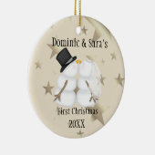 Cute Kissans Snowman Eerste Kerstversiering Keramisch Ornament (Rechts)