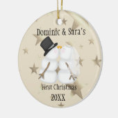 Cute Kissans Snowman Eerste Kerstversiering Keramisch Ornament (Links)