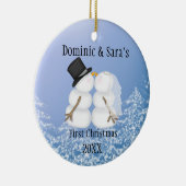 Cute Kissans Snowman Eerste Kerstversiering Keramisch Ornament (Rechts)