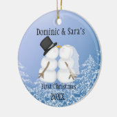 Cute Kissans Snowman Eerste Kerstversiering Keramisch Ornament (Links)