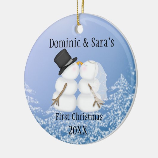 Cute Kissans Snowman Eerste Kerstversiering Keramisch Ornament (Links)