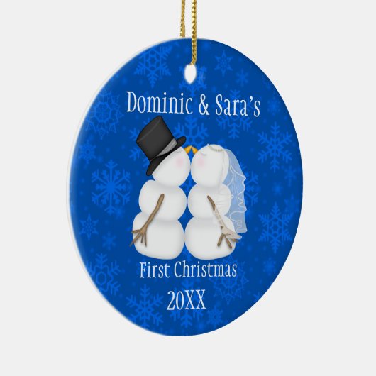 Cute Kissans Snowman Eerste Kerstversiering Keramisch Ornament (Rechts)