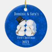 Cute Kissans Snowman Eerste Kerstversiering Keramisch Ornament (Achterkant)