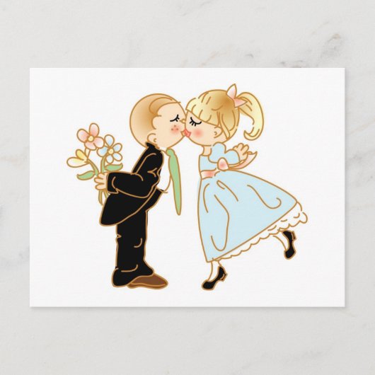 Cute Kissingende Couple Briefkaart (Voorkant)