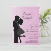 Cute Kissingende Couple in Love Engagement Party Kaart (Staand voorkant)