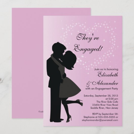 Cute Kissingende Couple in Love Engagement Party Kaart (Voorkant / Achterkant)