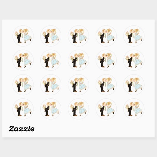 Cute Kissingende Couple Ronde Sticker (Vel)