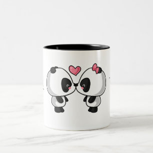 Cute Kissingpandas ik hou van jou... Tweekleurige Koffiemok