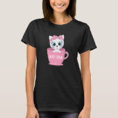 Cute Kit Tea Cup Funny Cat T-shirt (Voorkant)