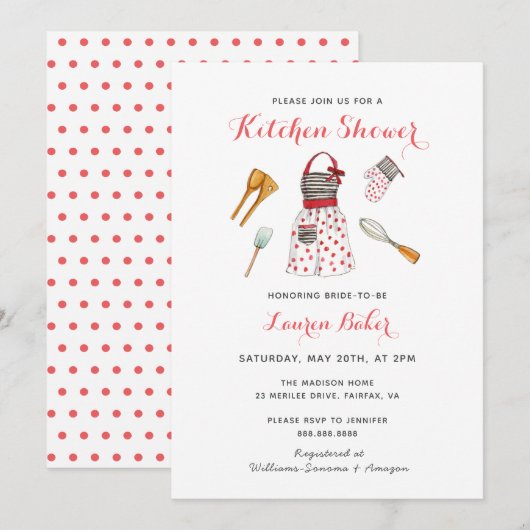 Cute Kitchen Bridal - doucheuitnodiging Kaart (Voorkant / Achterkant)