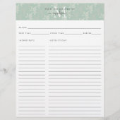 Cute Kitchen Monogram Blauwgroen Floral Botanical  (Voorkant)