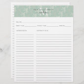 Cute Kitchen Monogram Blauwgroen Floral Botanical (Voorkant / Achterkant)