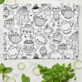 Cute Kitchen Pattern Theedoek (Gevouwen)