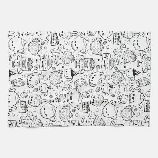 Cute Kitchen Pattern Theedoek (Horizontaal)