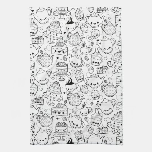 Cute Kitchen Pattern Theedoek (Verticaal)